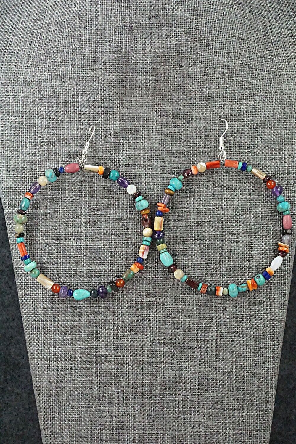 Multi-Stone & Sterling Silver Earrings - Helen Tsosie