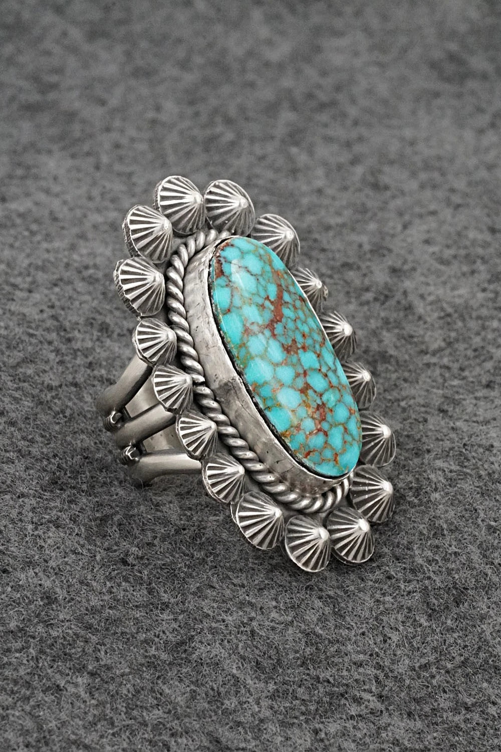Turquoise & Sterling Silver Ring - Michael Calladitto - Size 8.5