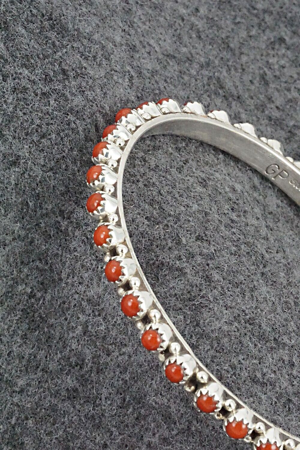 Coral & Sterling Silver Bangle - Gaynell Parker