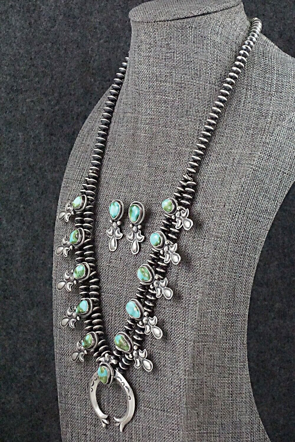 Turquoise & Sterling Silver Squash Blossom Set - Paige Gordon