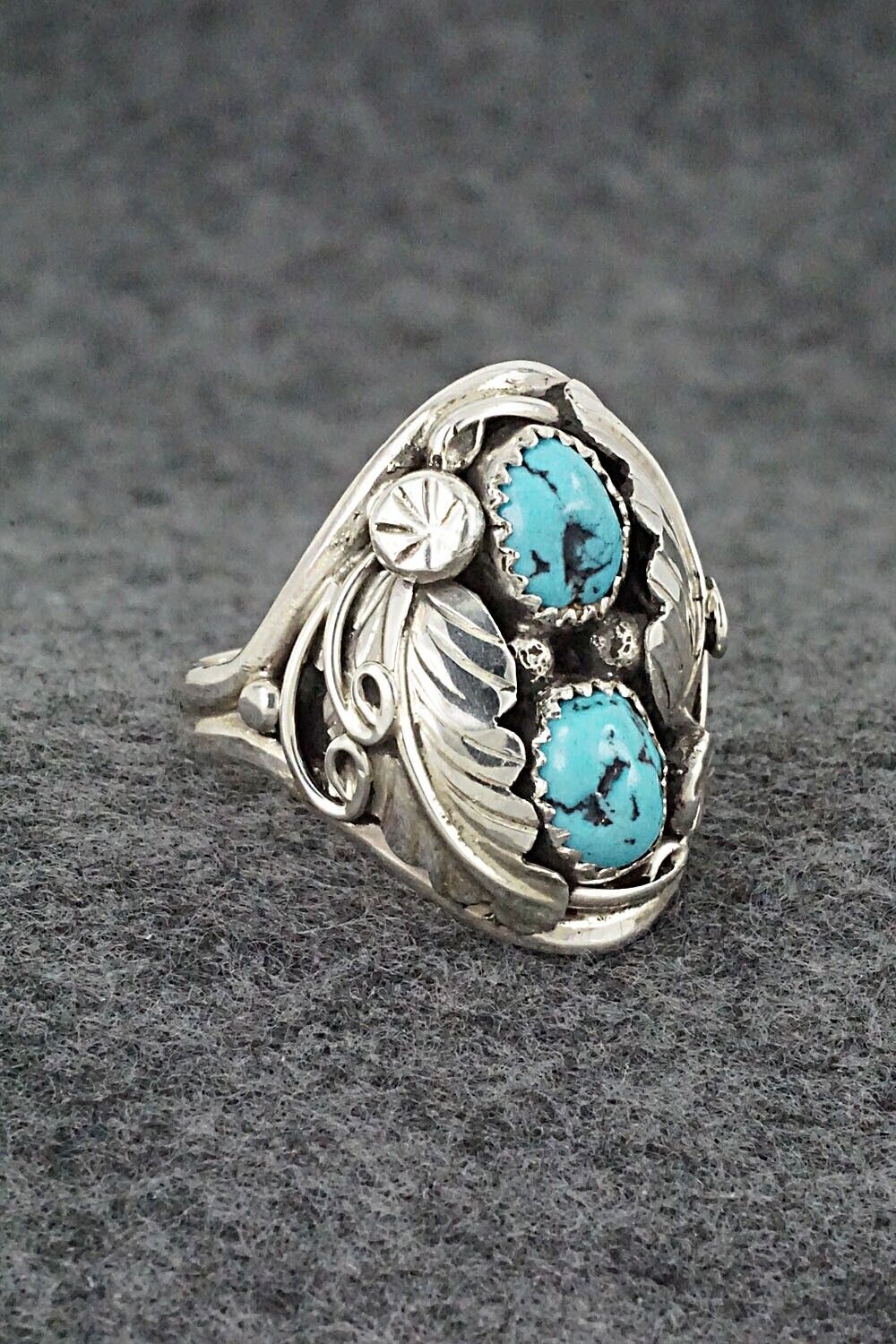 Turquoise & Sterling Silver Ring - Lorena Brown - Size 10.75