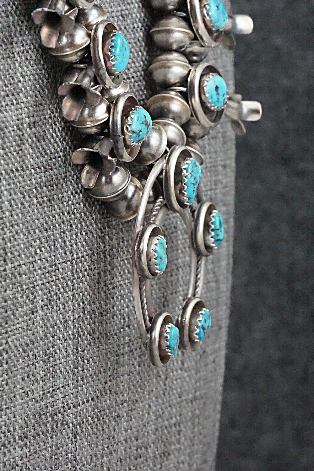 Turquoise & Sterling Silver Mini Squash Blossom Set - Phil Garcia