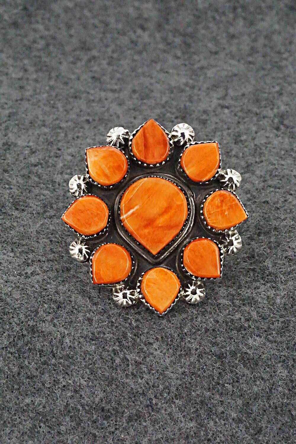 Spiny Oyster and Sterling Silver Ring - Selina Warner - Size 8