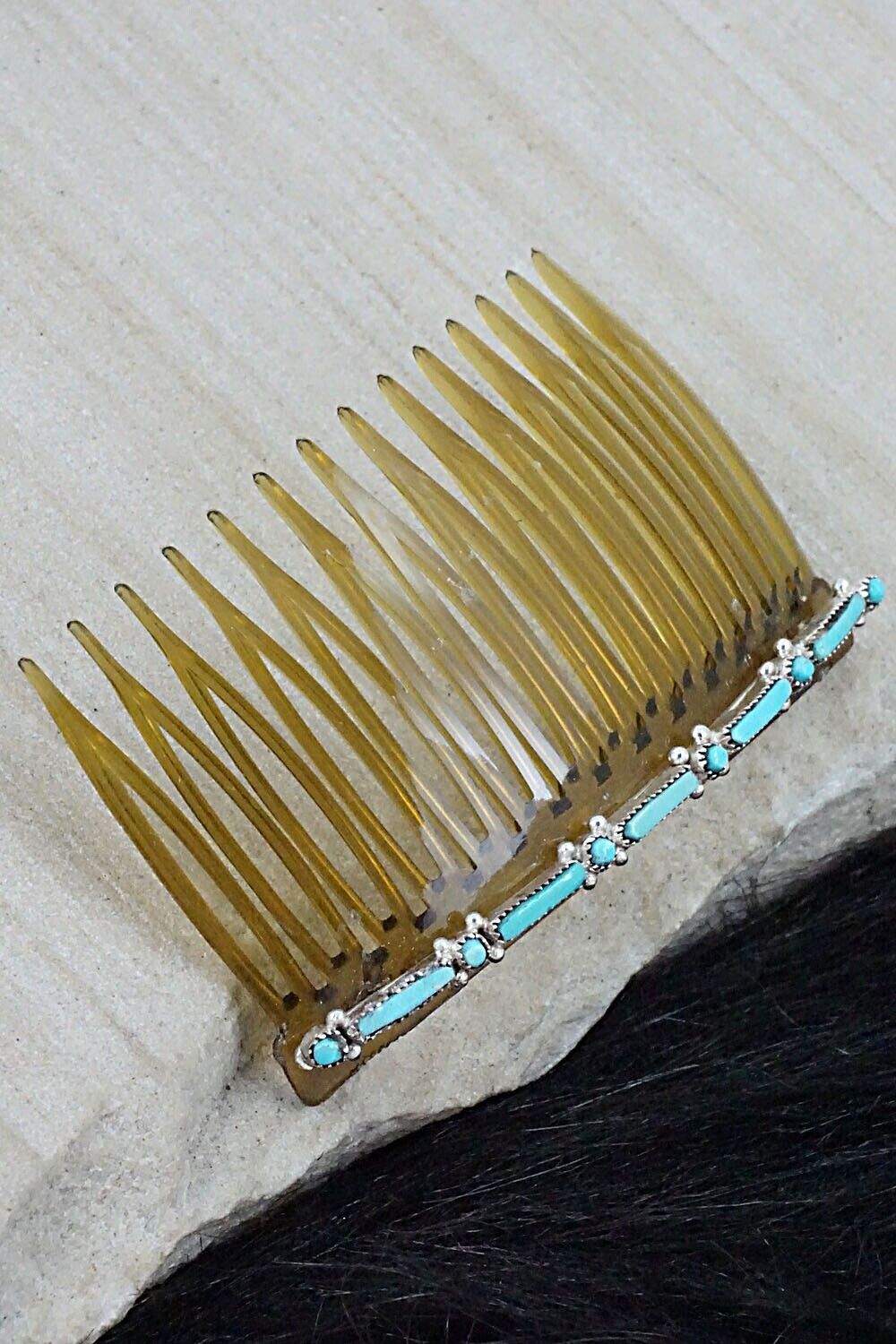 Turquoise & Sterling Silver Hair Combs - Jennifer Booqua