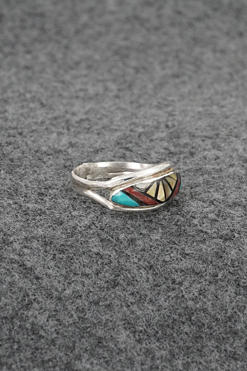 Multi-Stone & Sterling Silver Inlay Ring - Ola Eriacho - Size 7
