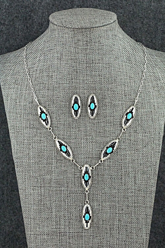Turquoise & Sterling Silver Necklace and Earrings Set - Felix Perry