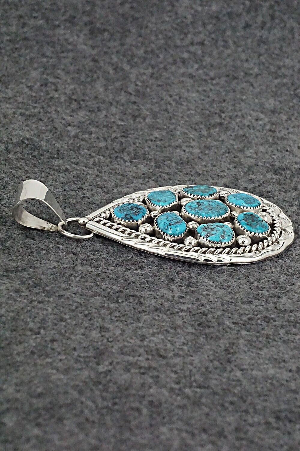 Turquoise & Sterling Silver Pendant - Chester Charley