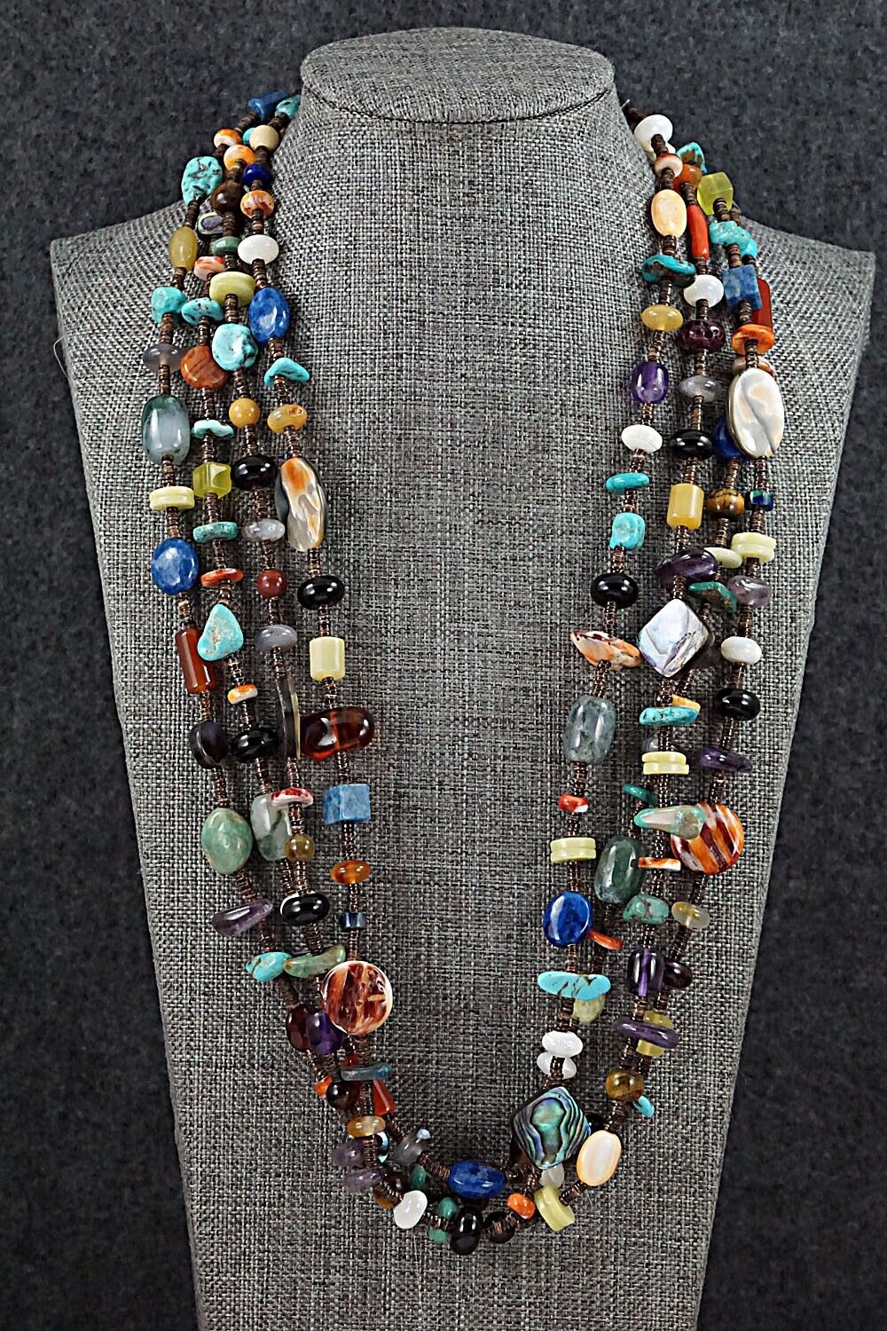 Multi Stone and Sterling Silver Necklace - Helen Tsosie