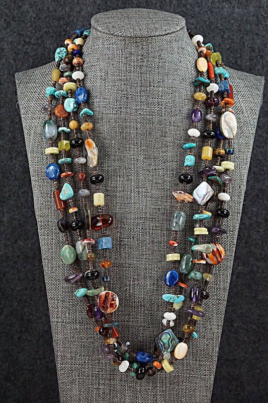 Multi Stone and Sterling Silver Necklace - Helen Tsosie