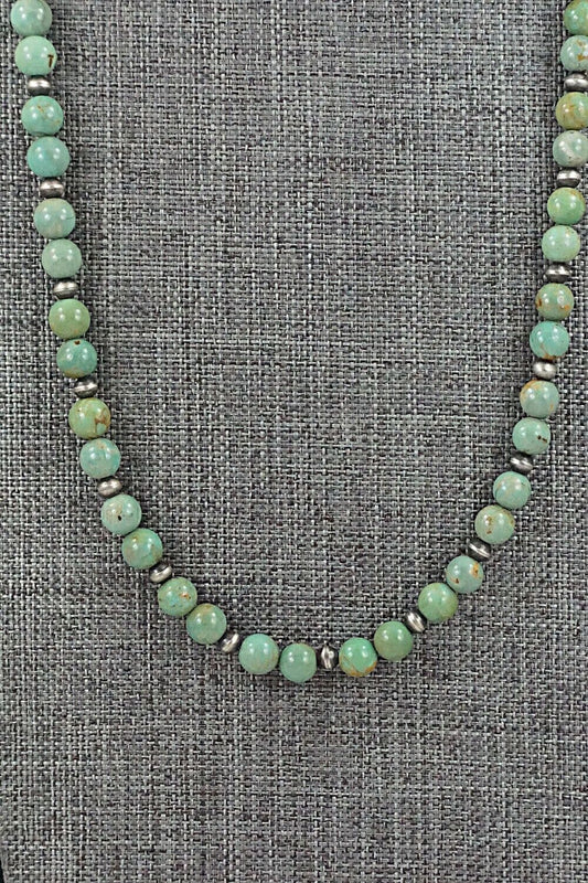 Turquoise & Sterling Silver Necklace 22" - Doreen Jake