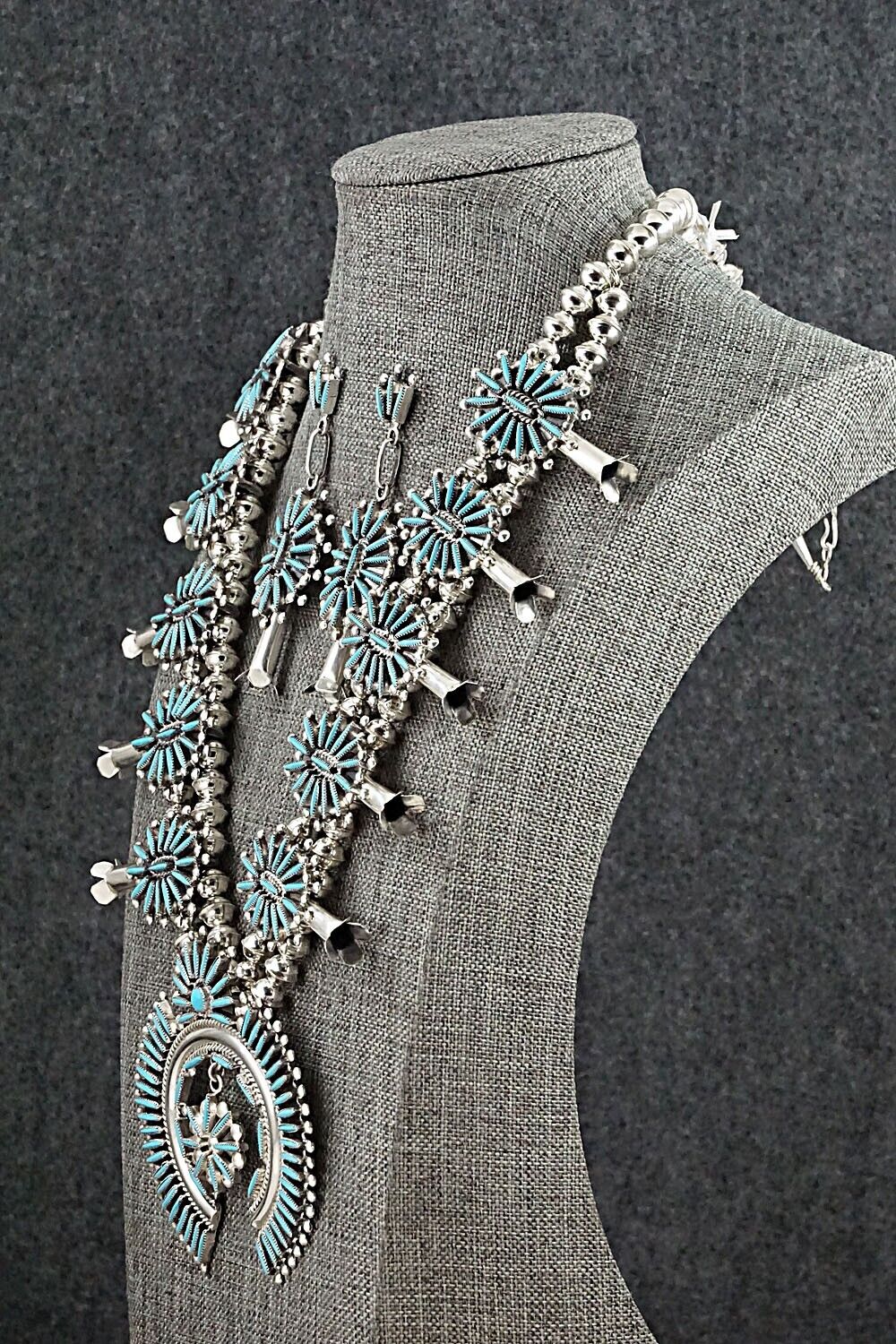 Turquoise & Sterling Silver Squash Blossom Set - Lance & Cordelia Waatsa