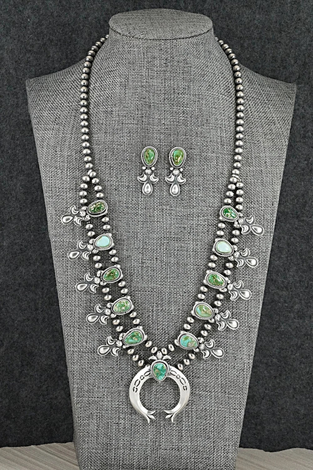 Turquoise & Sterling Silver Squash Blossom Set - Adrienne Gordon