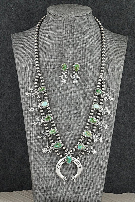 Turquoise & Sterling Silver Squash Blossom Set - Adrienne Gordon