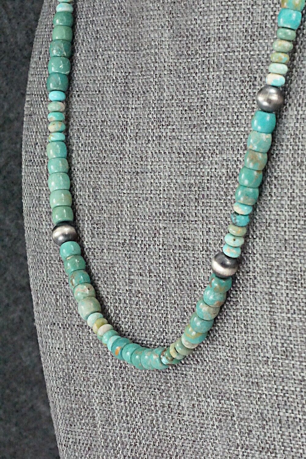 Turquoise & Sterling Silver Necklace 18" - Doreen Jake