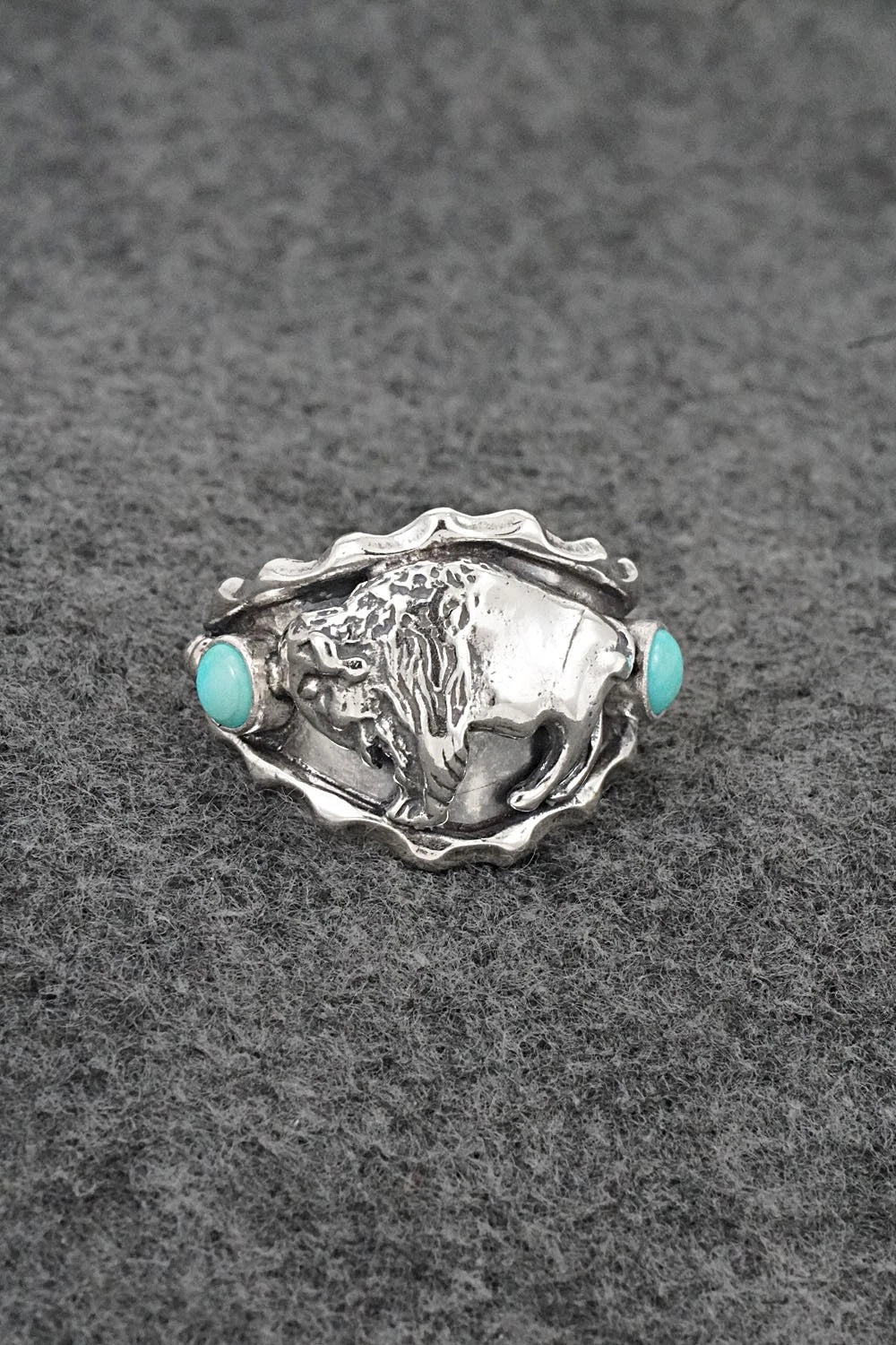 Turquoise & Sterling Silver Ring - Genevieve Francisco - Size 13