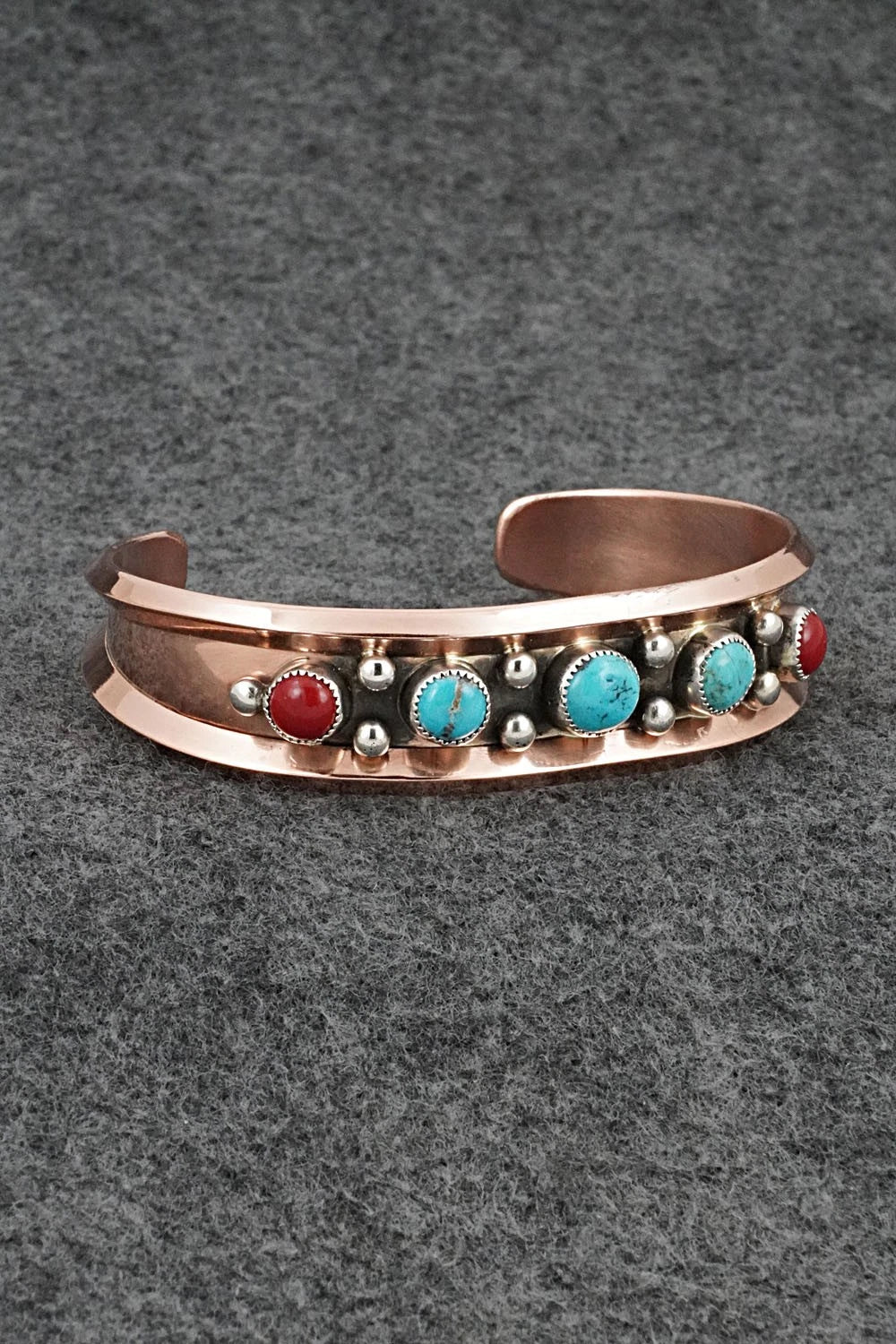 Turquoise, Coral & Copper Bracelet - Paul Largo