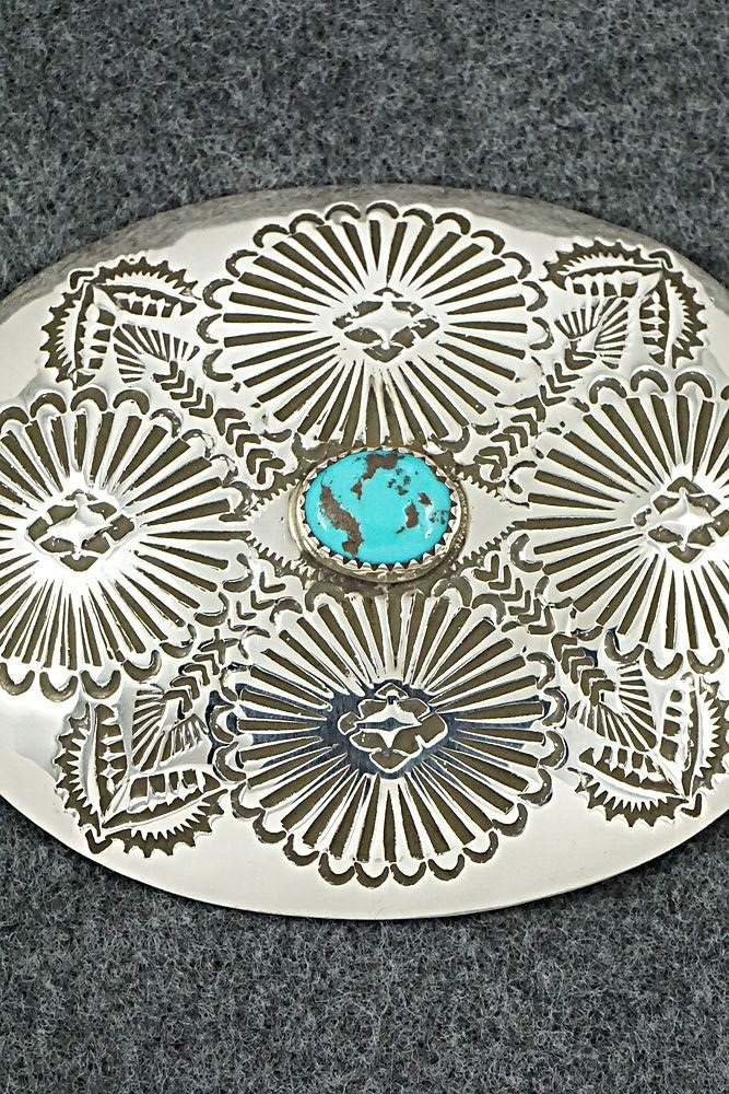 Turquoise & Sterling Silver Belt Buckle - Shirley Silver