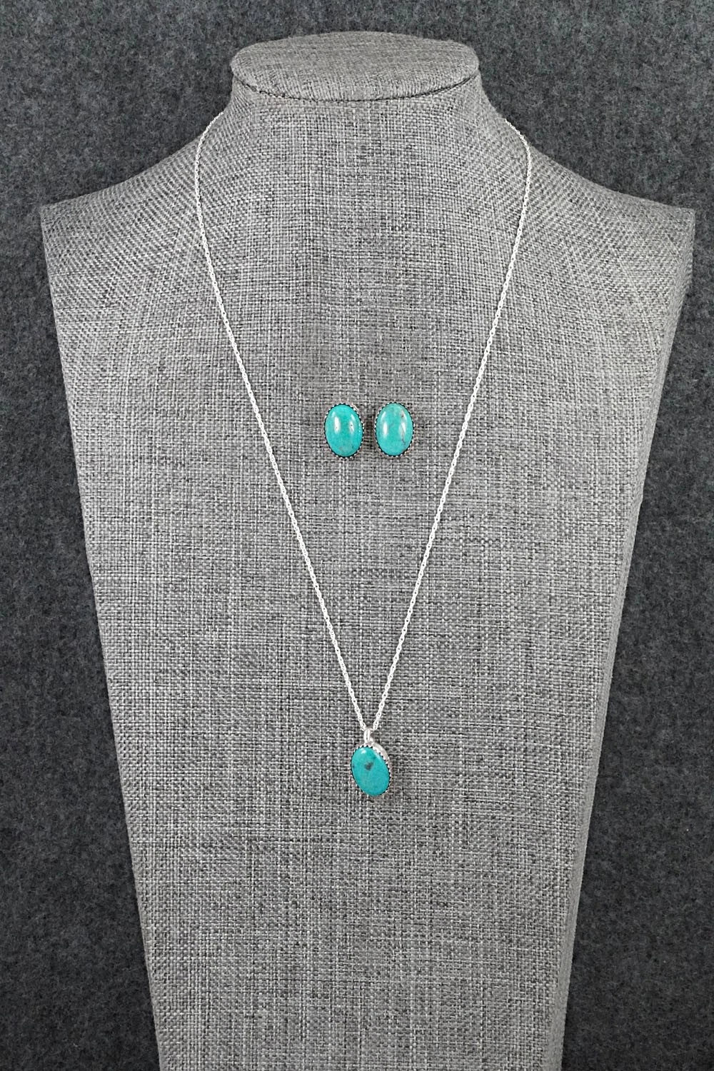 Turquoise & Sterling Silver Necklace Set - Murray Hannaweeka