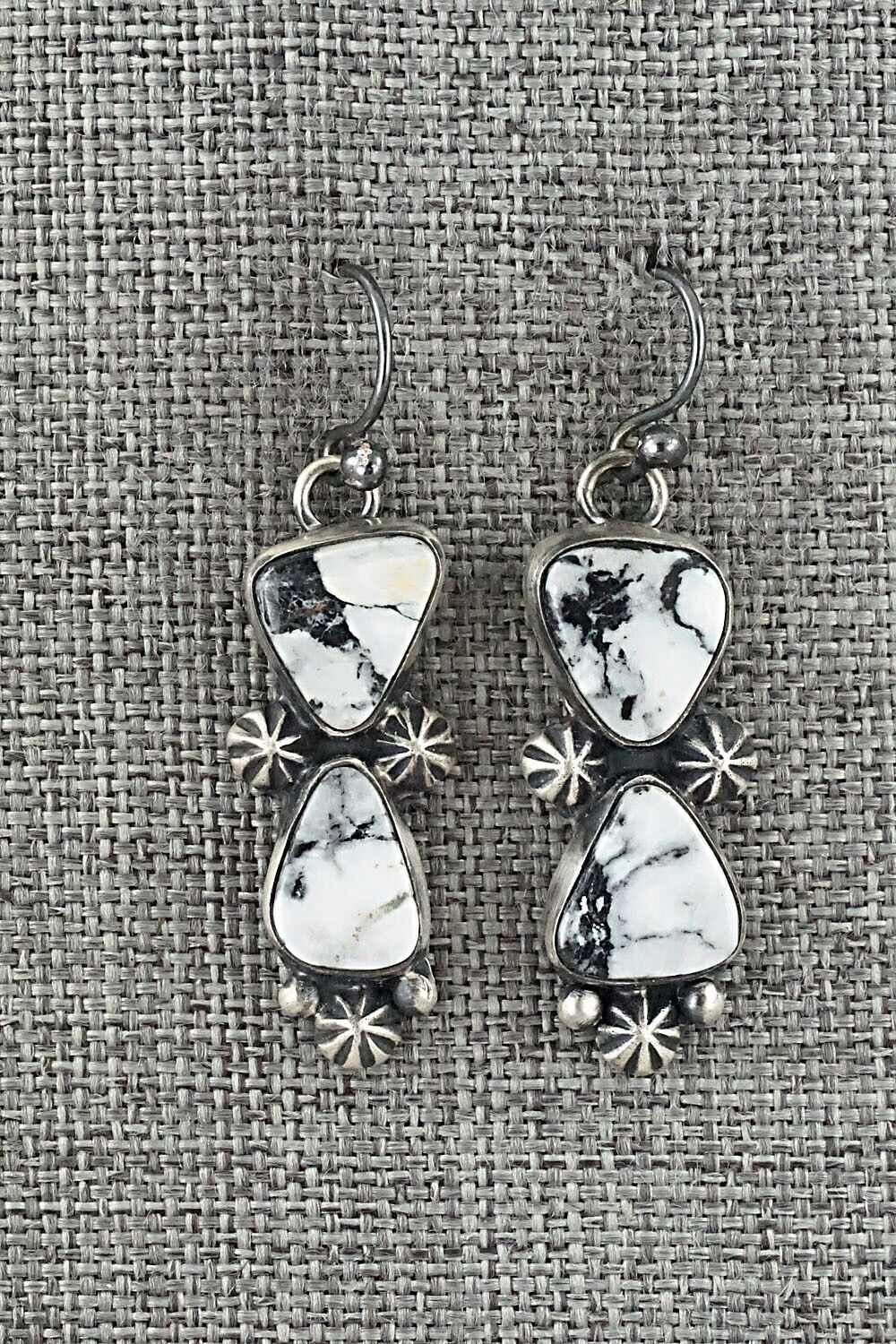 White Buffalo & Sterling Silver Squash Blossom Set - Joe Piaso