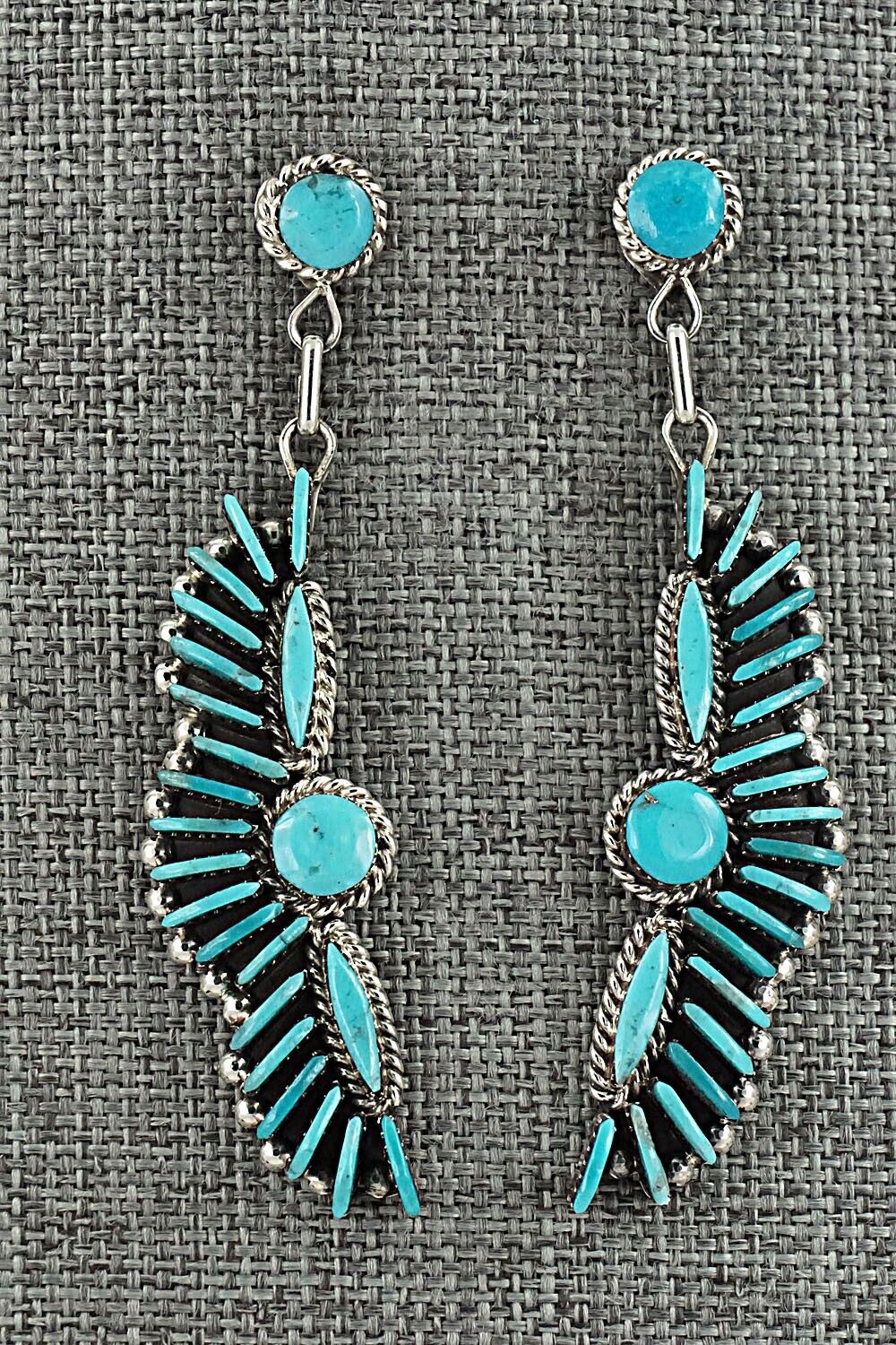 Turquoise & Sterling Silver Earrings - Edmund Cooeyate