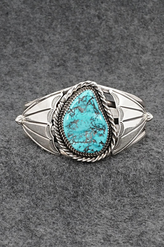 Turquoise & Sterling Silver Vintage Bracelet - Larose Ganadonegro