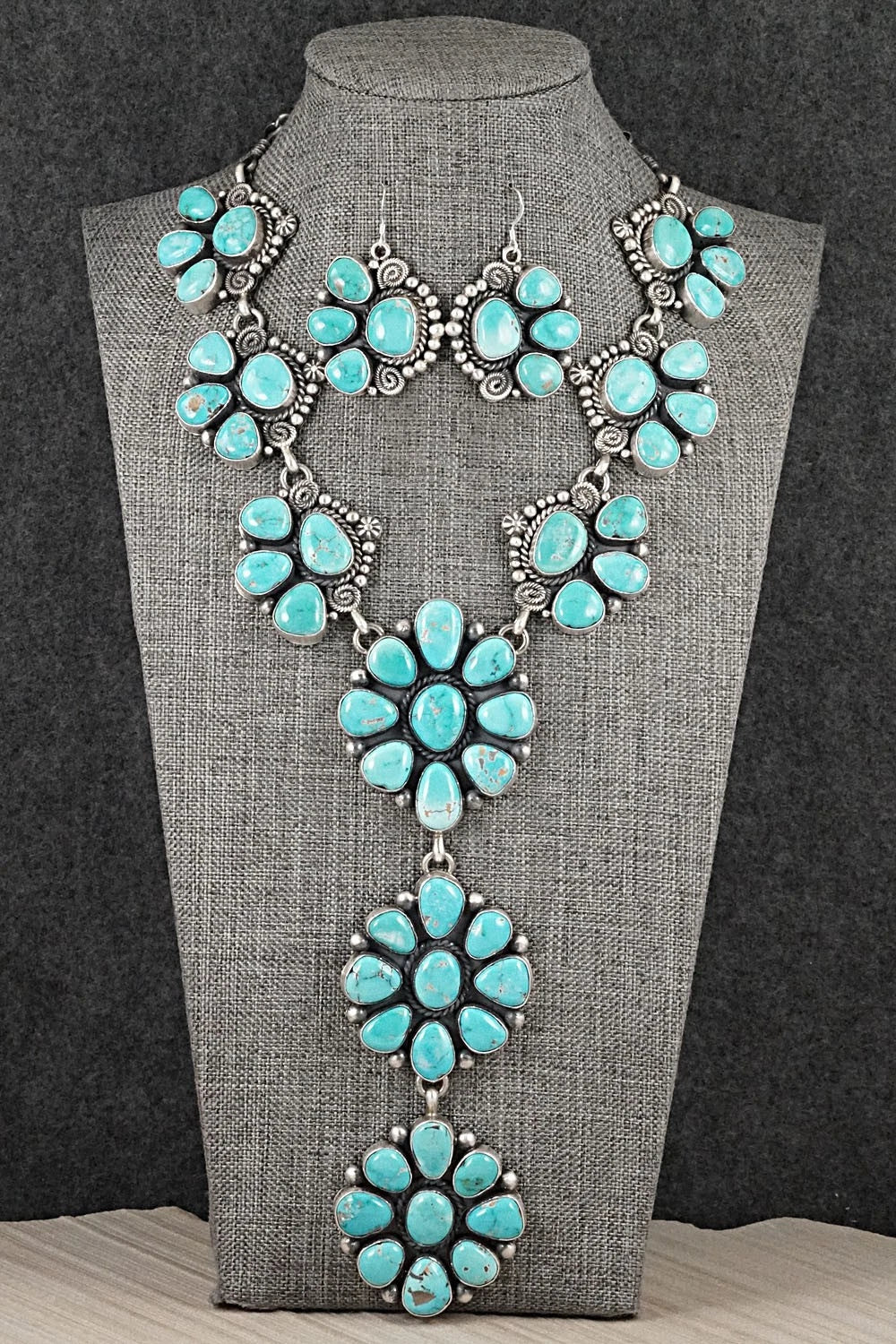 Turquoise & Sterling Silver Necklace and Earrings Set - Rosita Calladitto