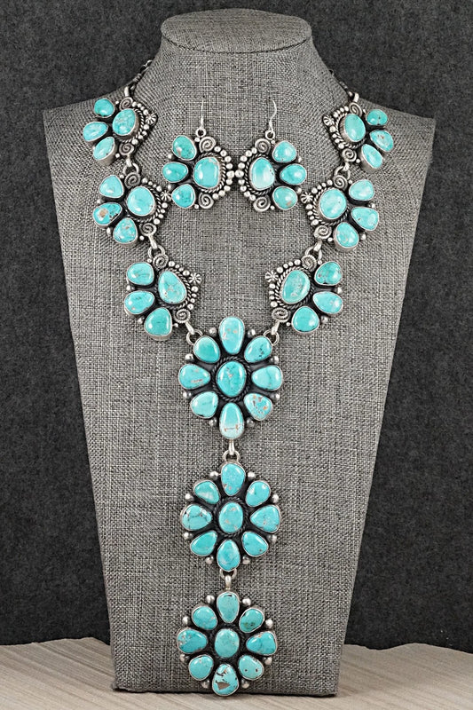 Turquoise & Sterling Silver Necklace and Earrings Set - Rosita Calladitto