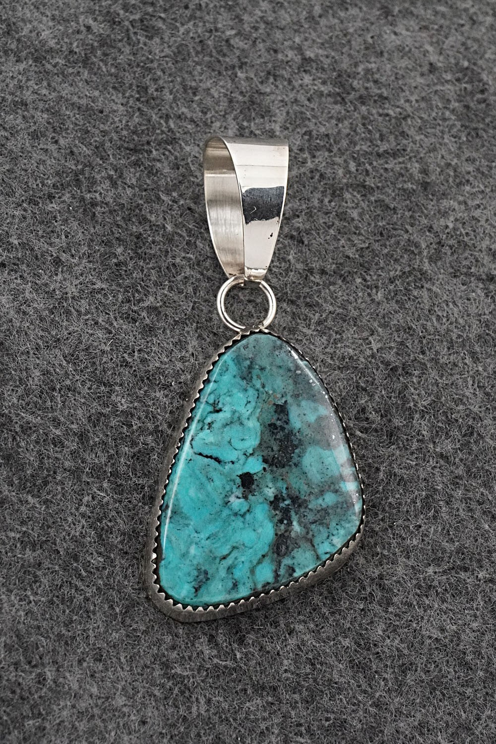 Turquoise and Sterling Silver Pendant - Leslie Nez