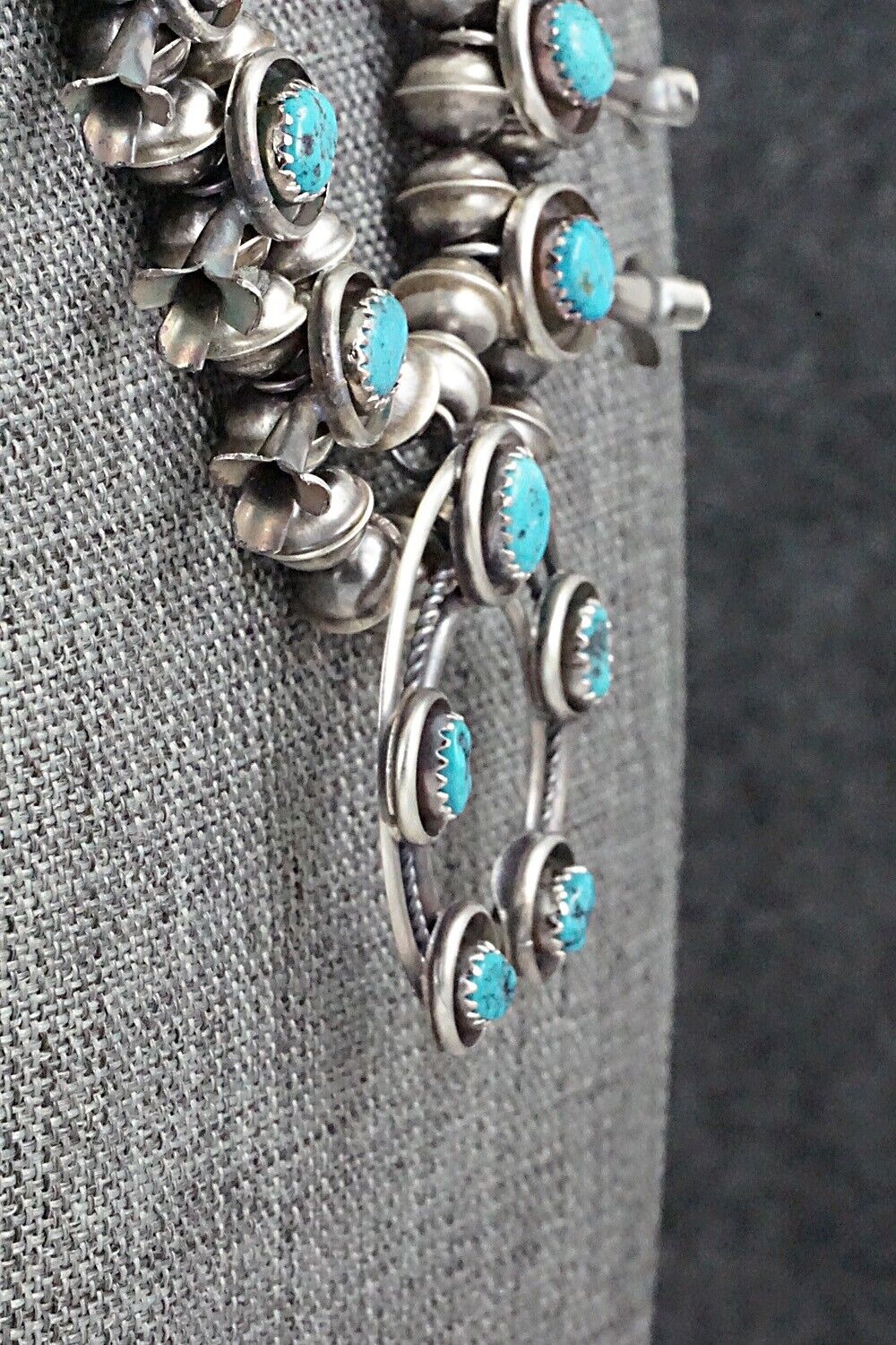 Turquoise & Sterling Silver Mini Squash Blossom Set - Phil Garcia