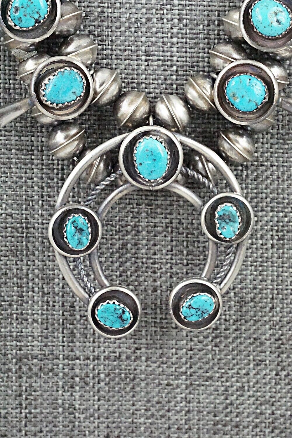 Turquoise & Sterling Silver Mini Squash Blossom Set - Phil Garcia