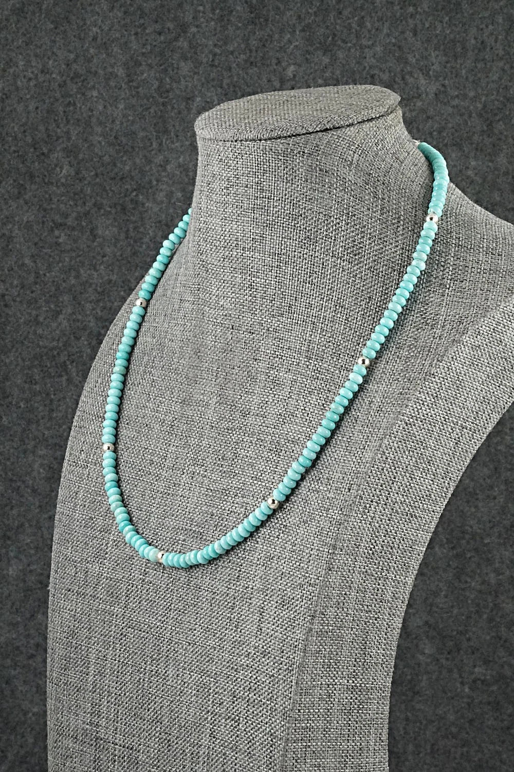 Turquoise & Sterling Silver Necklace 17" - Doreen Jake