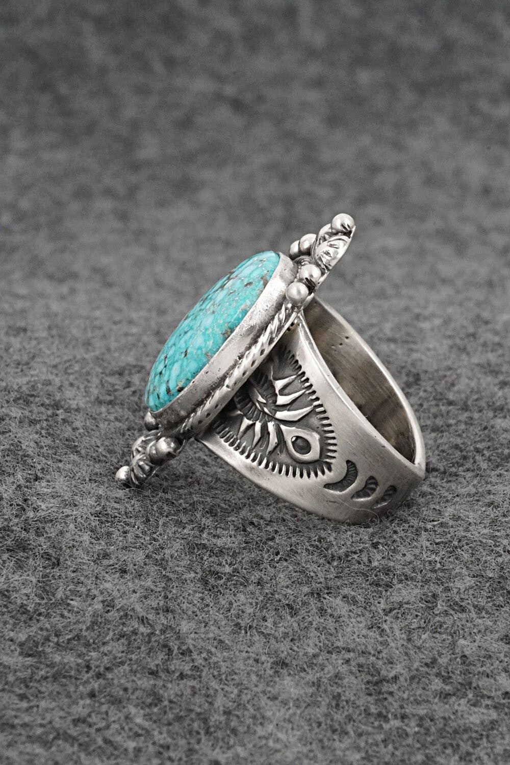 Turquoise & Sterling Silver Ring - Samuel Yellowhair - Size 8