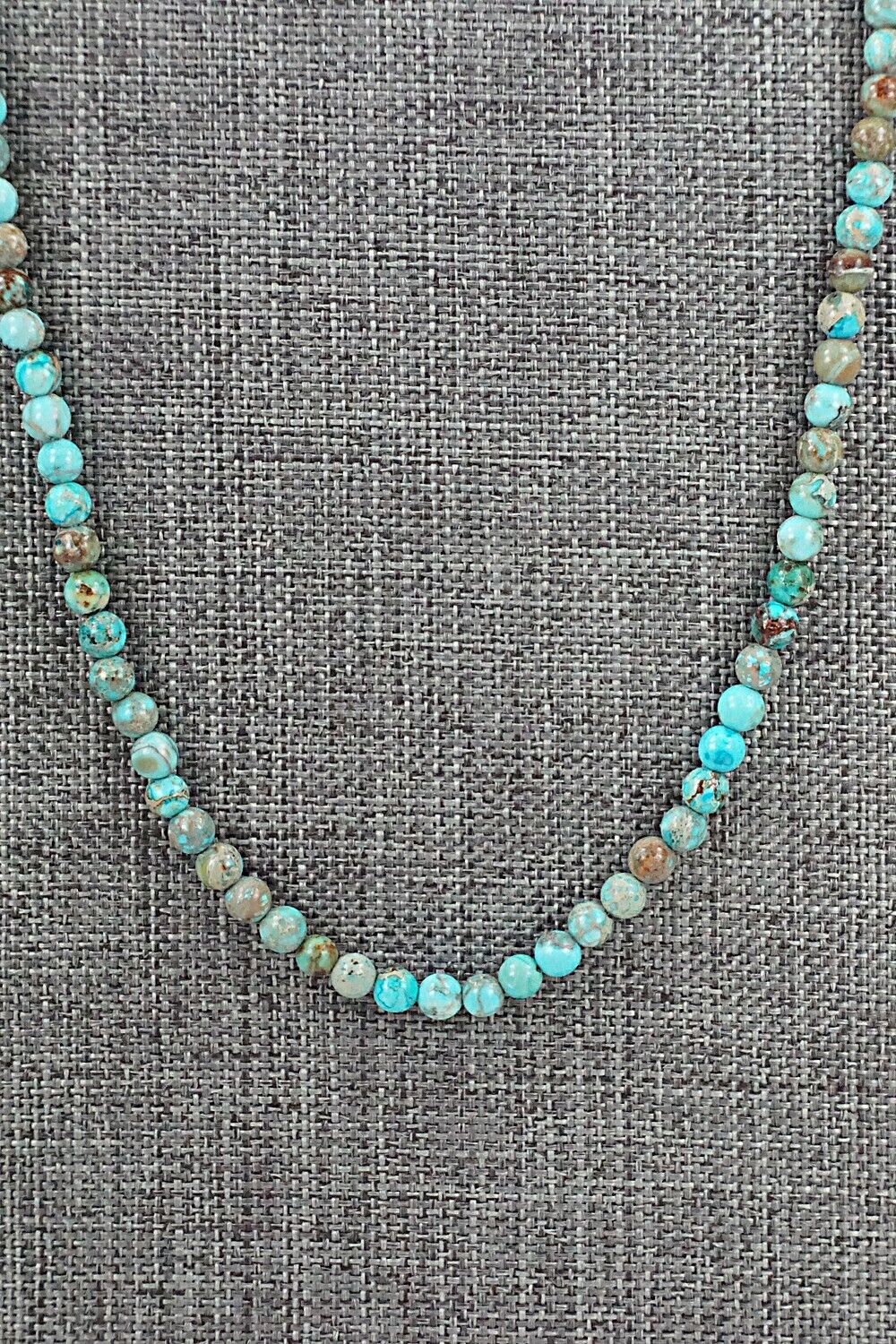 Turquoise, Shell & Sterling Silver Necklace 24" - Ramona Calavaza
