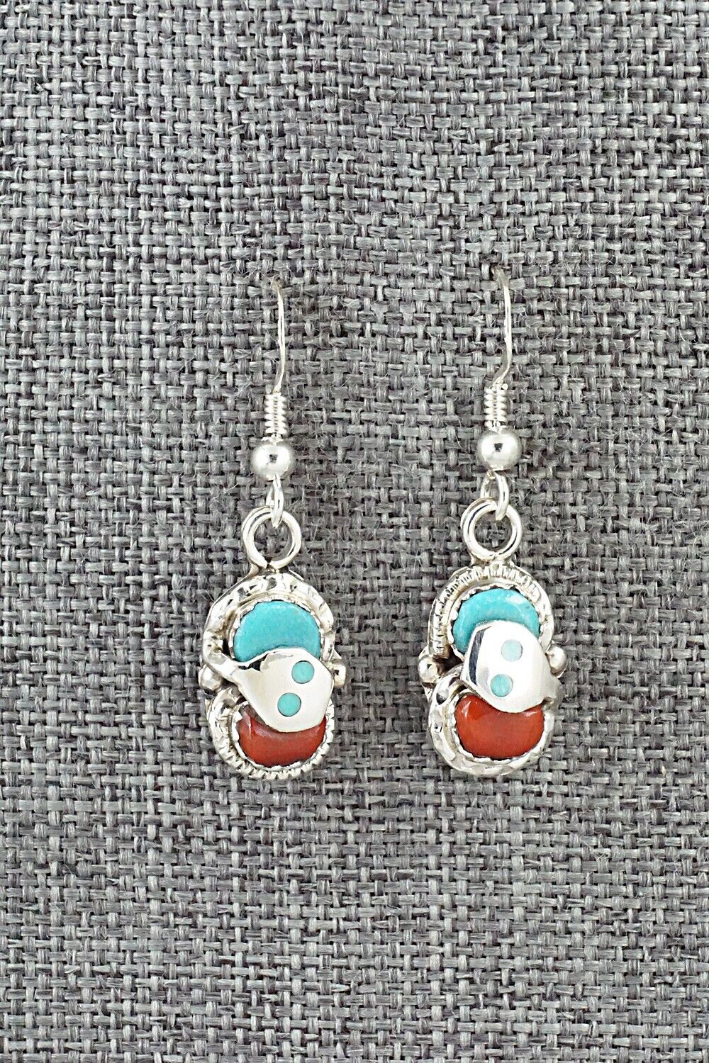 Turquoise, Coral & Sterling Silver Earrings - Joy Calavaza