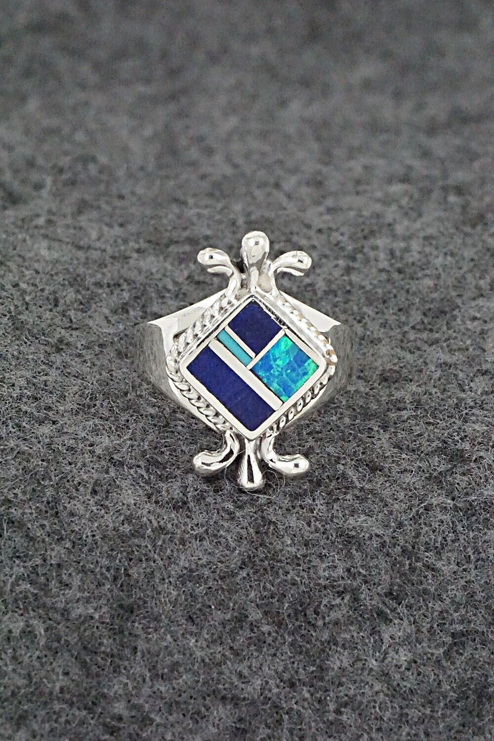 Multi-Stone & Sterling Silver Inlay Ring - James Manygoats - Size 6.25