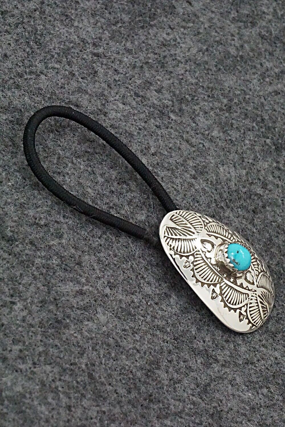 Turquoise & Sterling Silver Hair Tie - Shirley Skeets