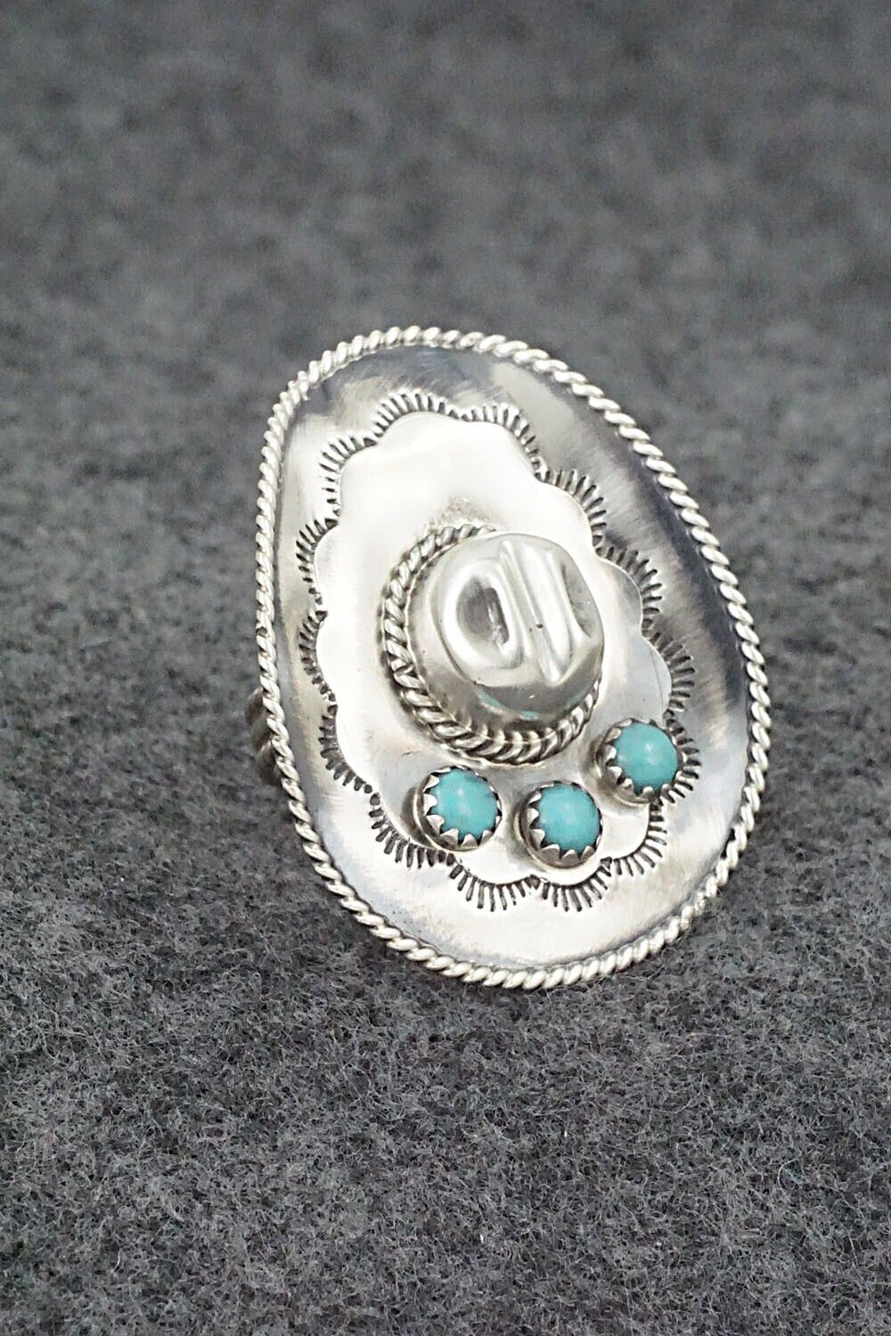 Turquoise & Sterling Silver Ring - Bobby Platero - Size 5.5