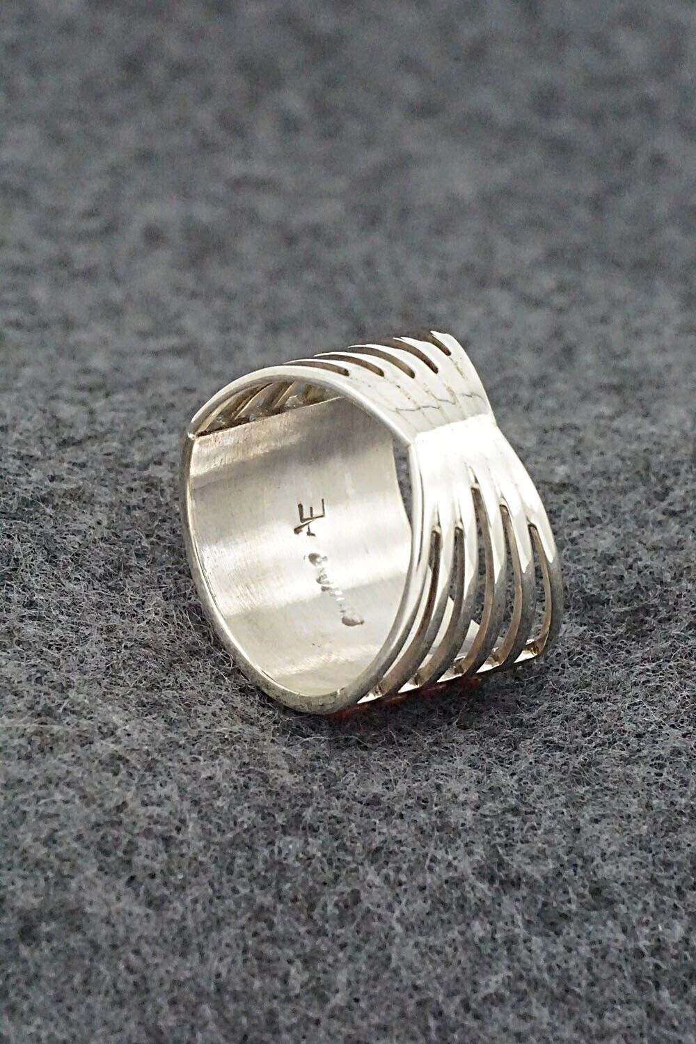 Coral & Sterling Silver Ring - Andrew Enrico - Size 8