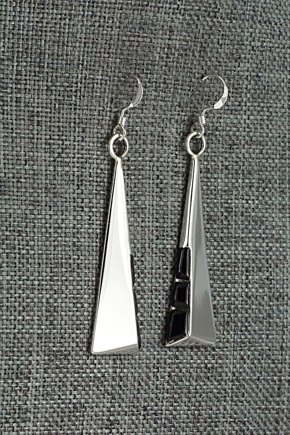 Onyx & Sterling Silver Earrings - Leonard Jim