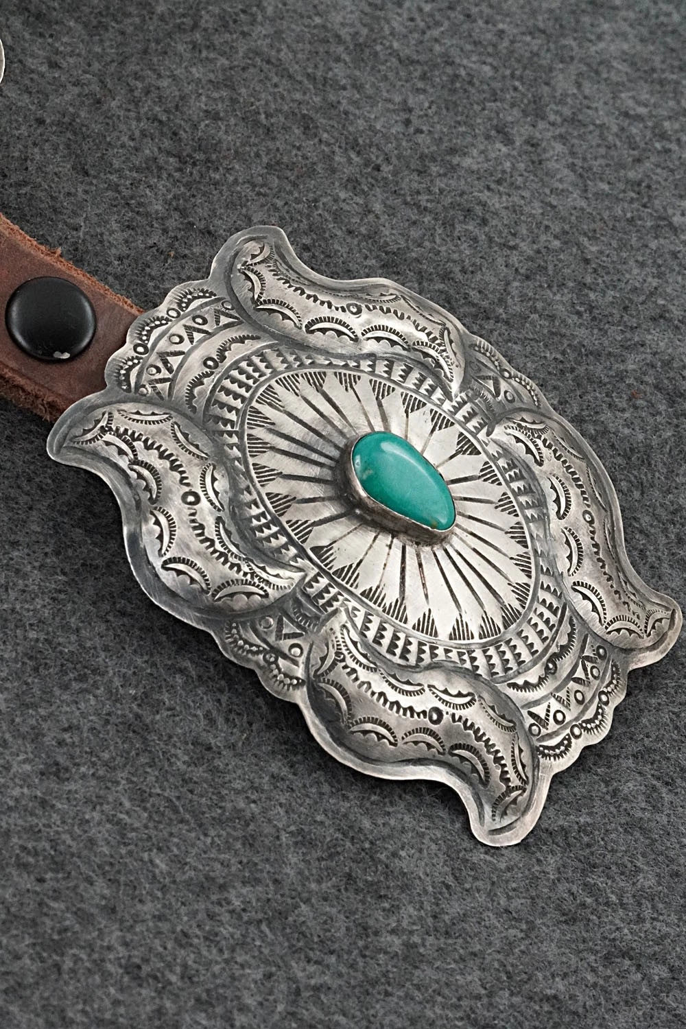 Turquoise, Sterling Silver & Leather Concho Belt - Dan Morgan