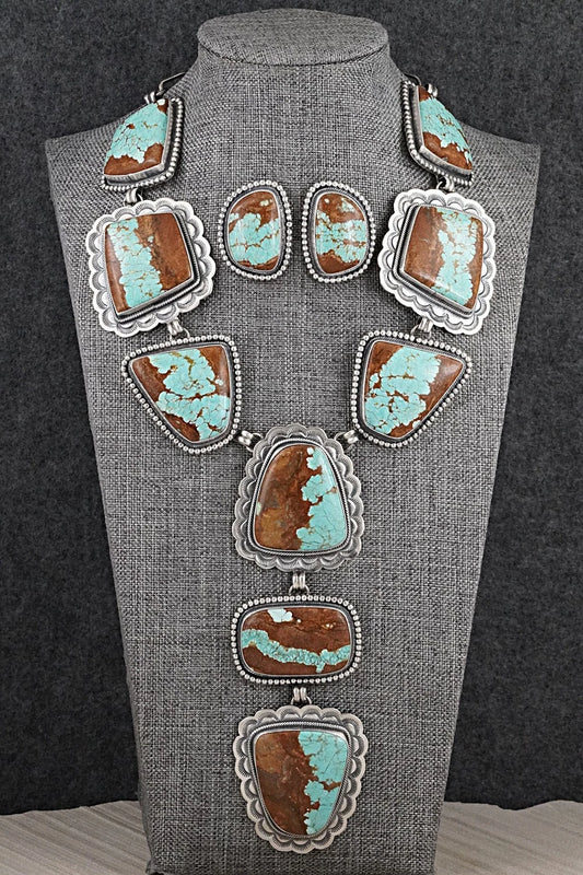 Turquoise & Sterling Silver Necklace and Earrings Set - Darrin Livingston