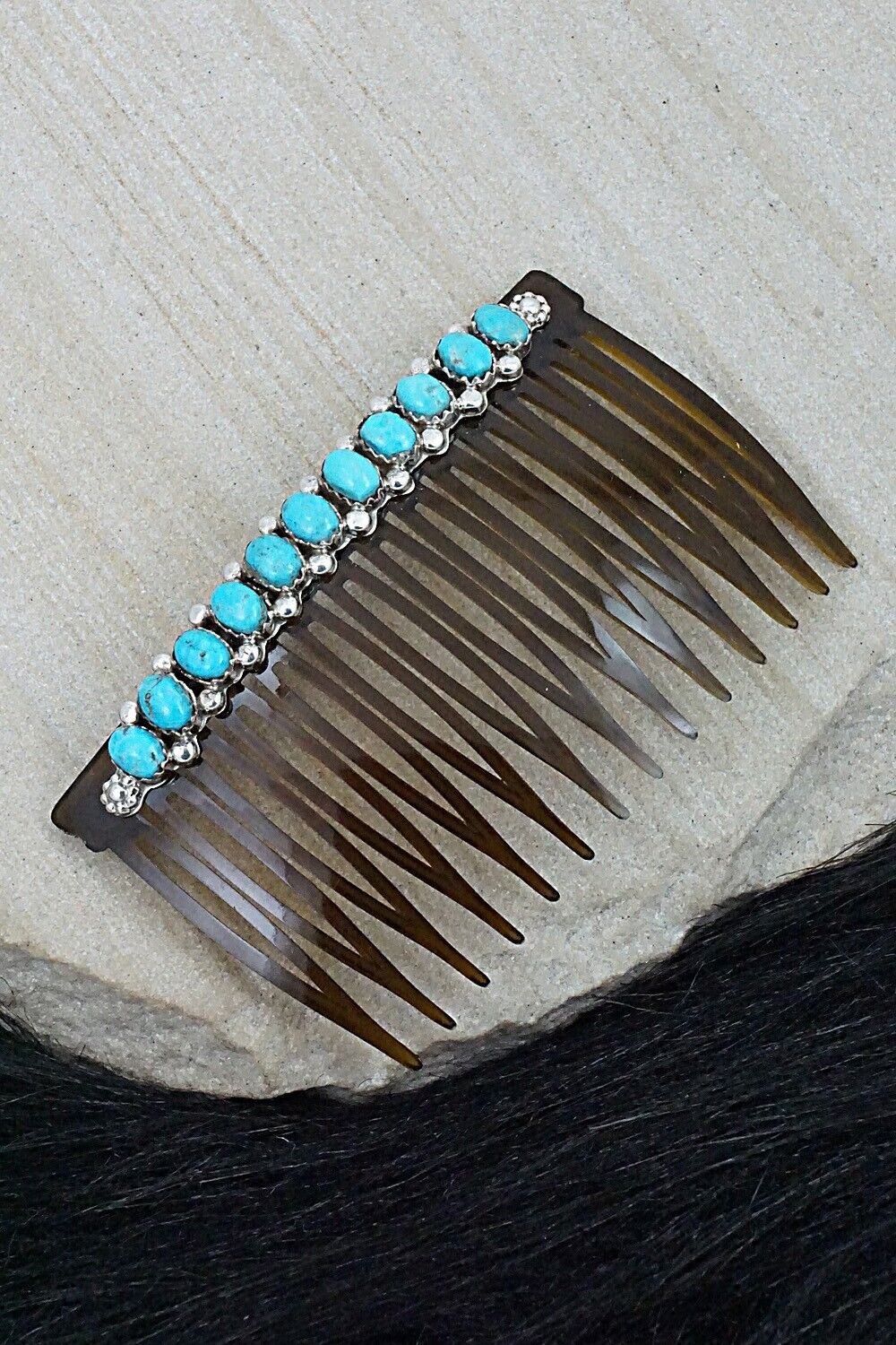 Turquoise & Sterling Silver Hair Combs - Martin Muskett