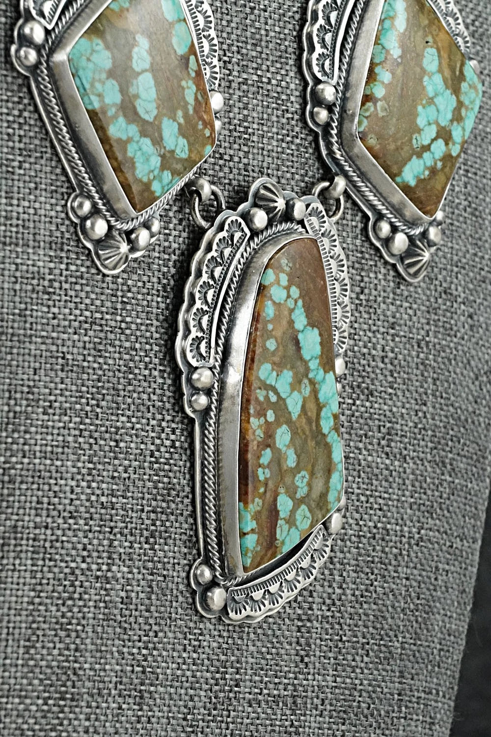 Turquoise & Sterling Silver Necklace and Earrings Set - Randy Boyd
