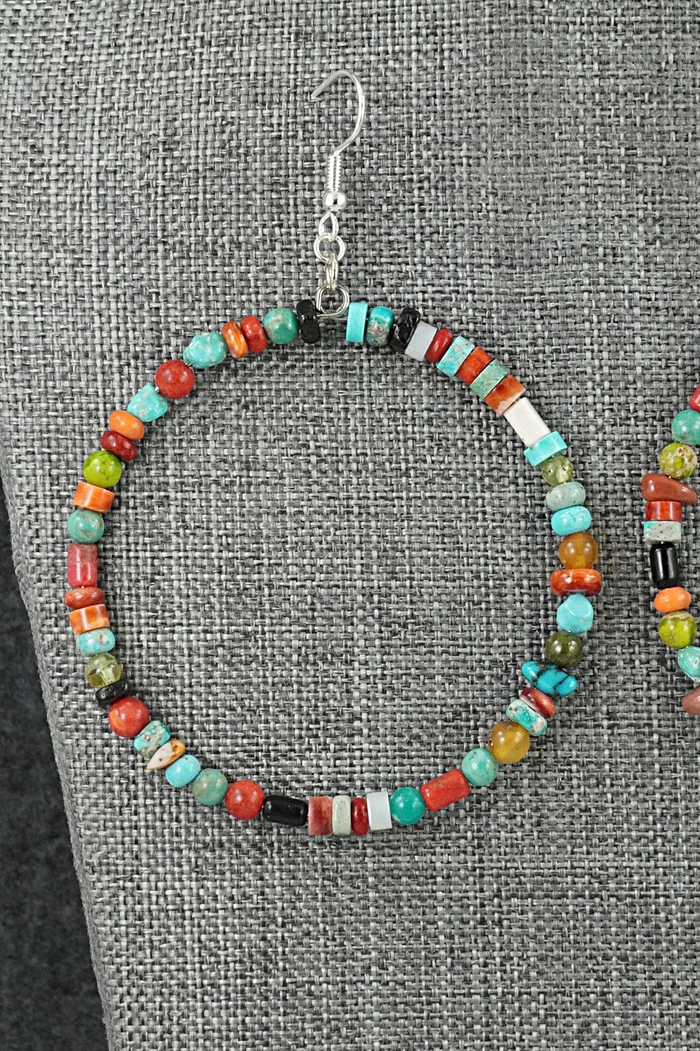 Multi-Stone & Sterling Silver Earrings - Helen Tsosie