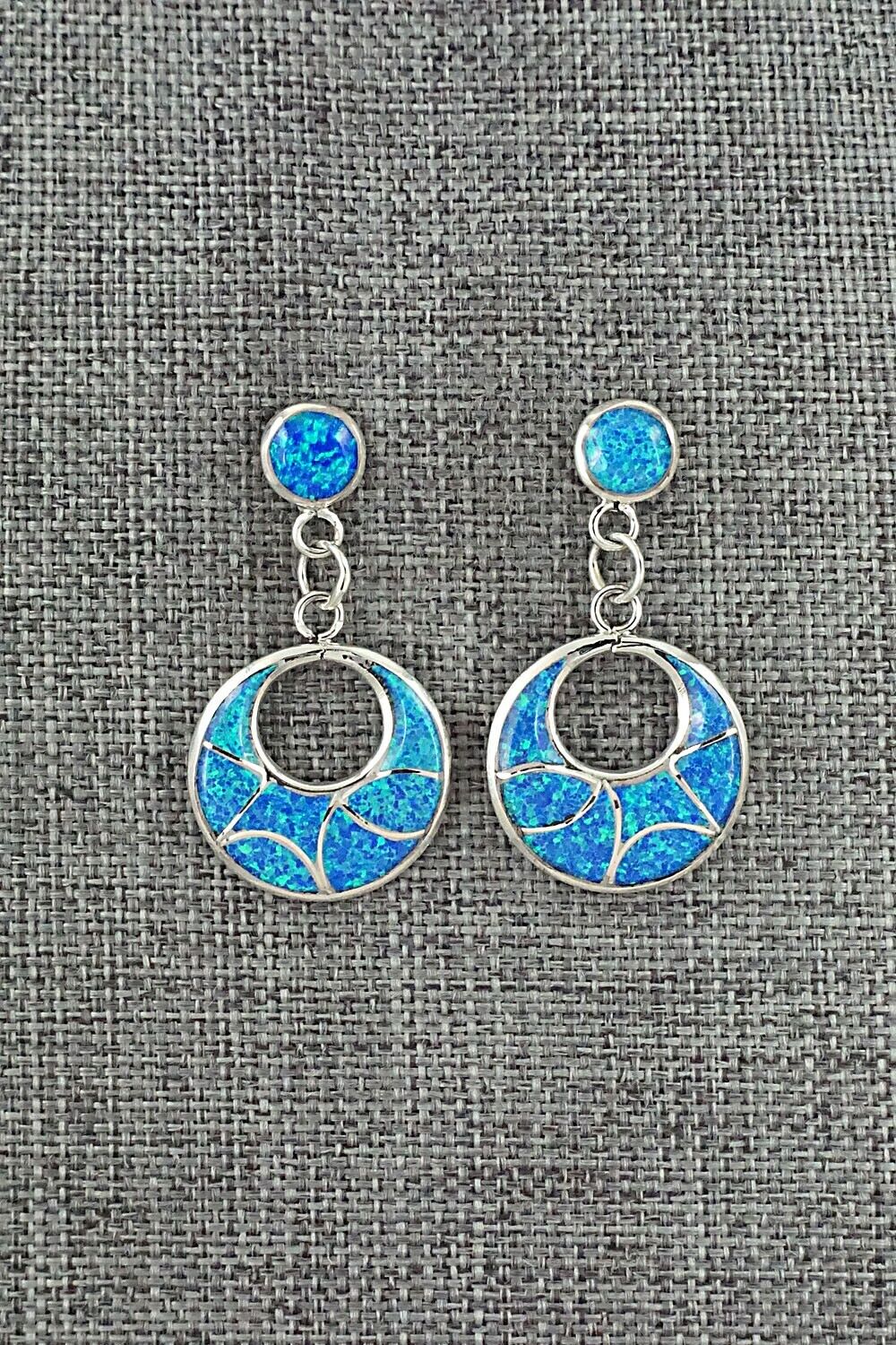 Opalite & Sterling Silver Inlay Earrings - Delorna Lahi