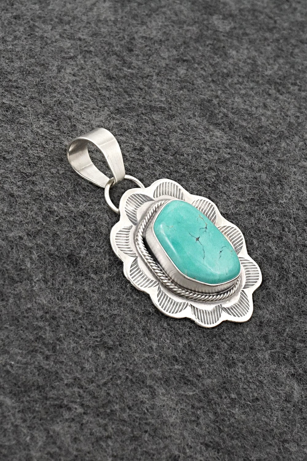 Turquoise & Sterling Silver Pendant - Cordell Platero