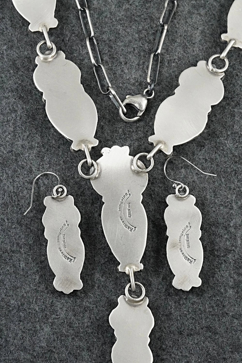 Turquoise & Sterling Silver Necklace and Earrings Set - Kathleen Livingston