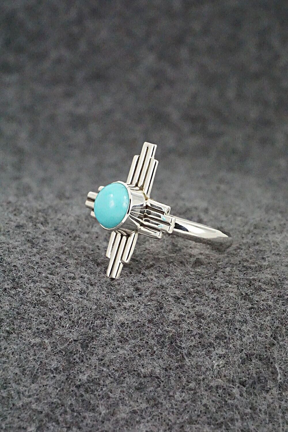 Turquoise and Sterling Silver Ring - Raymond Coriz - Size 7.25