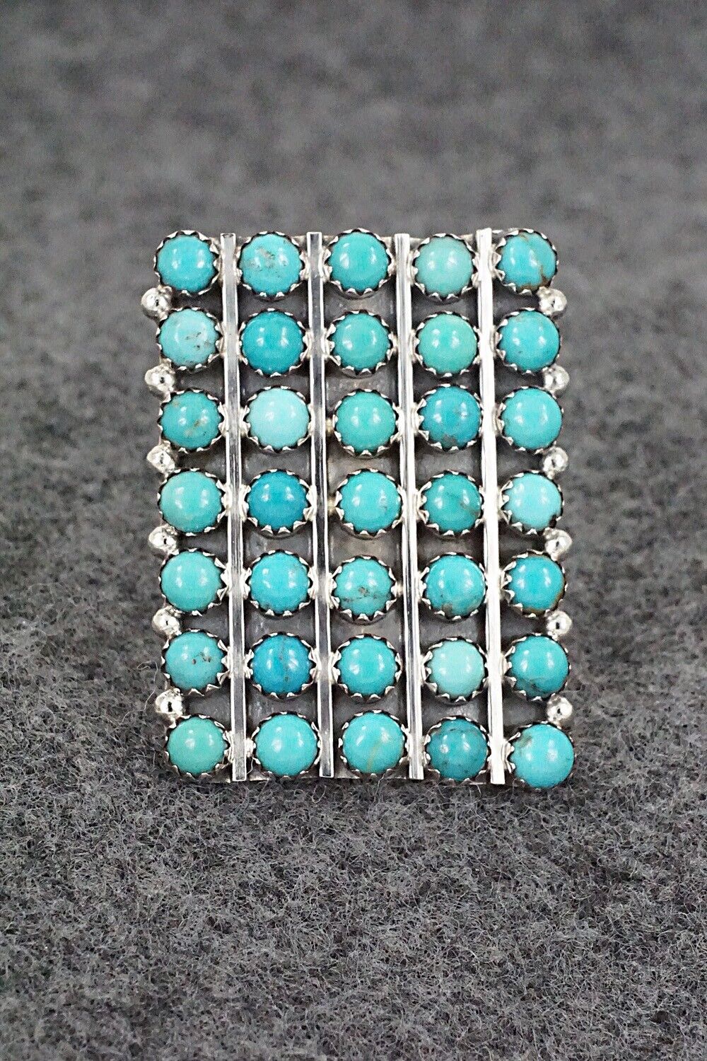 Turquoise & Sterling Silver Ring - Kenny Lonjose - Size 7