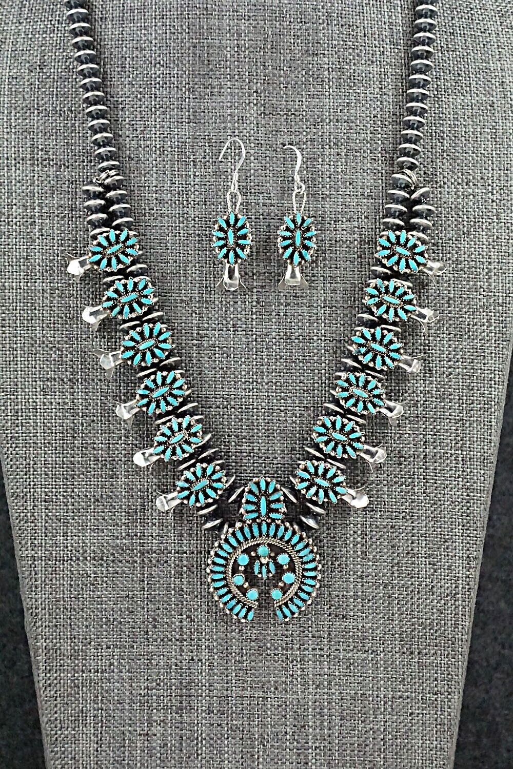 Turquoise & Sterling Silver Mini Squash Blossom Set - Lorna Peina